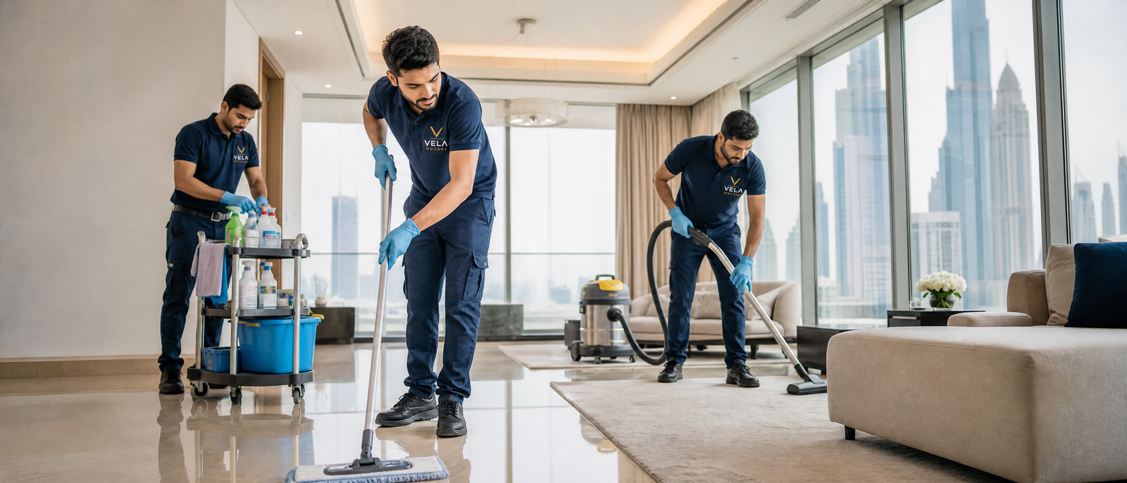 Cleaning an apartment ahead of a move in Dubai